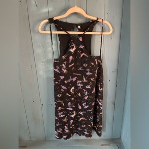 New Insight Black Graphic Print Racerback Sundress | Size Small